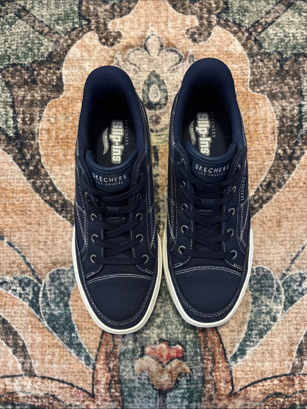 Skechers Women’s Navy Lace-Up Slip-Ins Sneakers